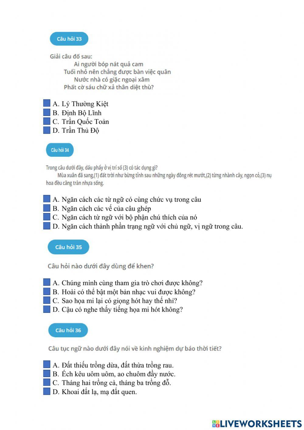 Ôn Tiếng Việt 5 (Phần 2) TNTV H