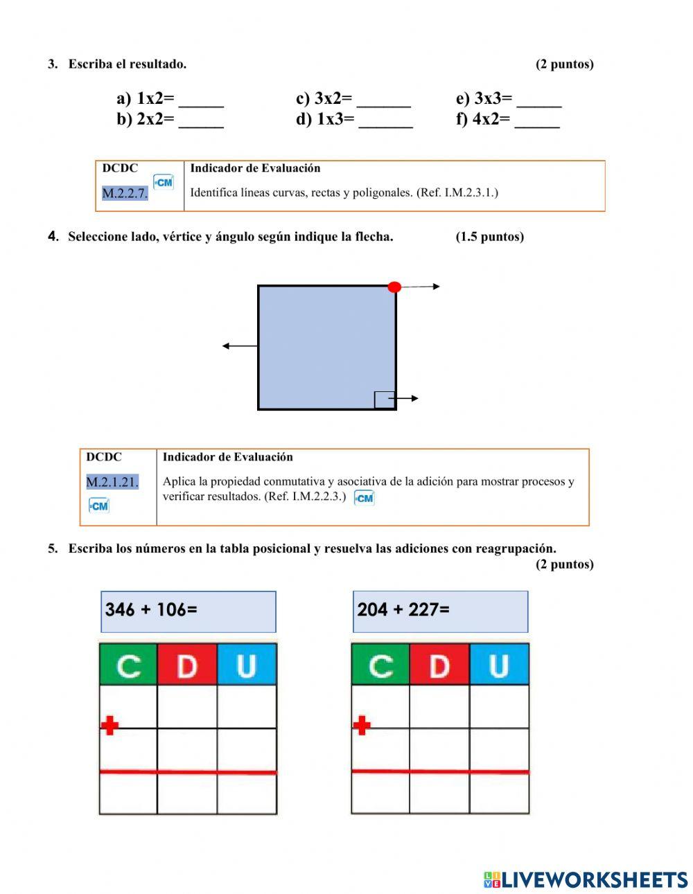 Evaluación de matemática