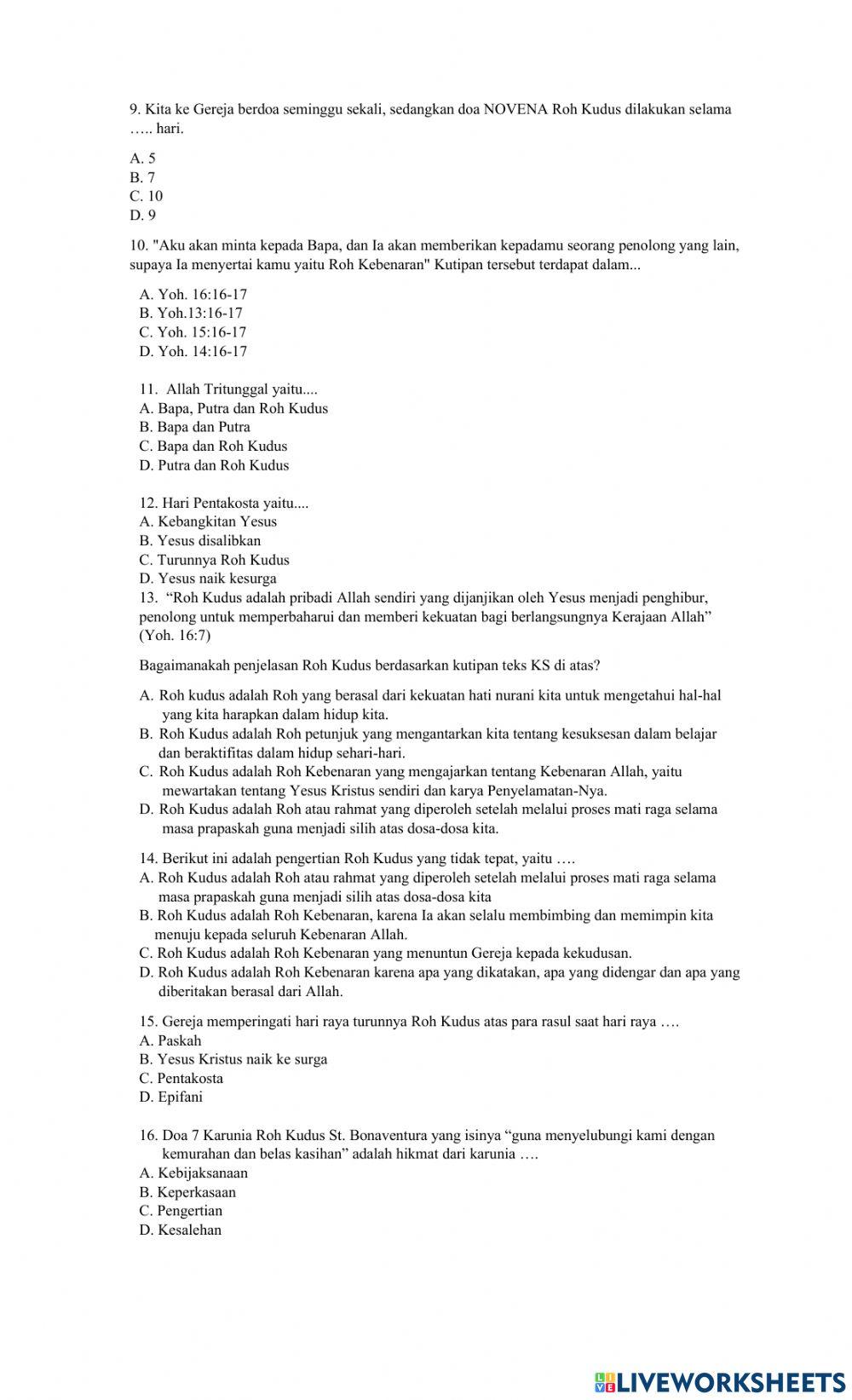 Ul pend agama katolik kelas 8