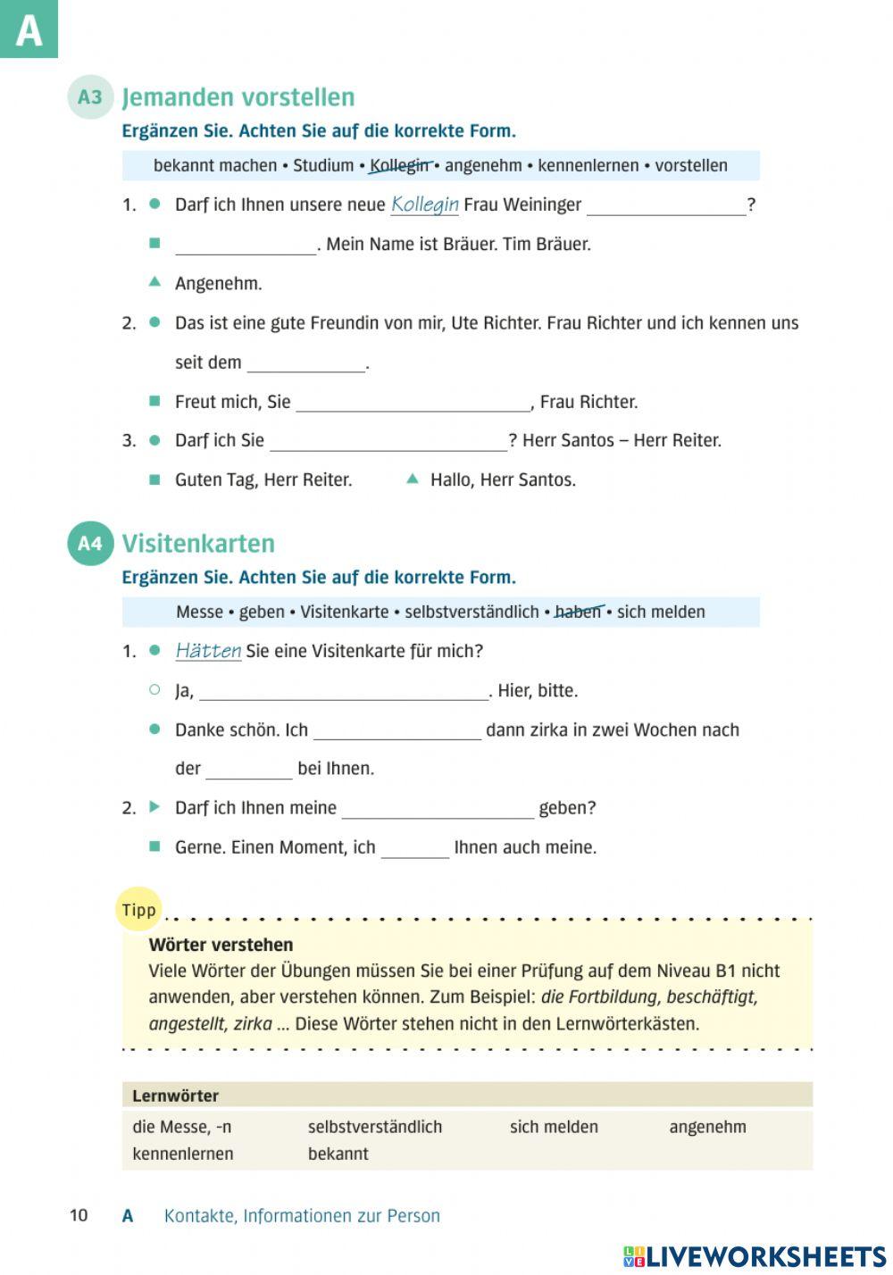 Wortschatz und Grammatik B1