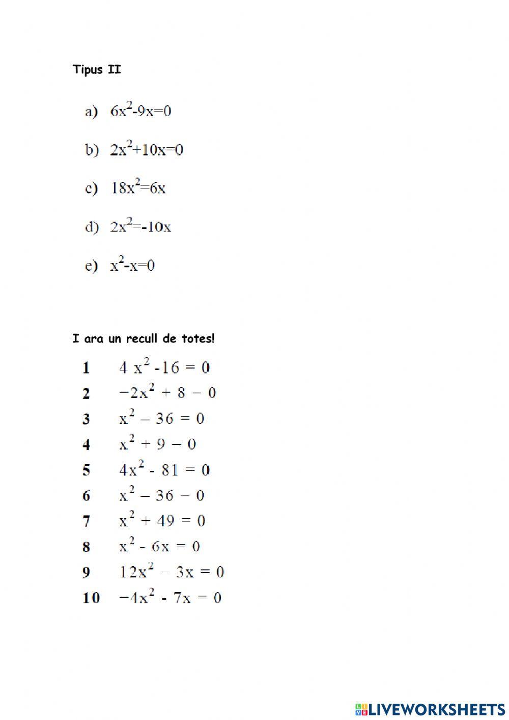 Equacions incompletes!!!