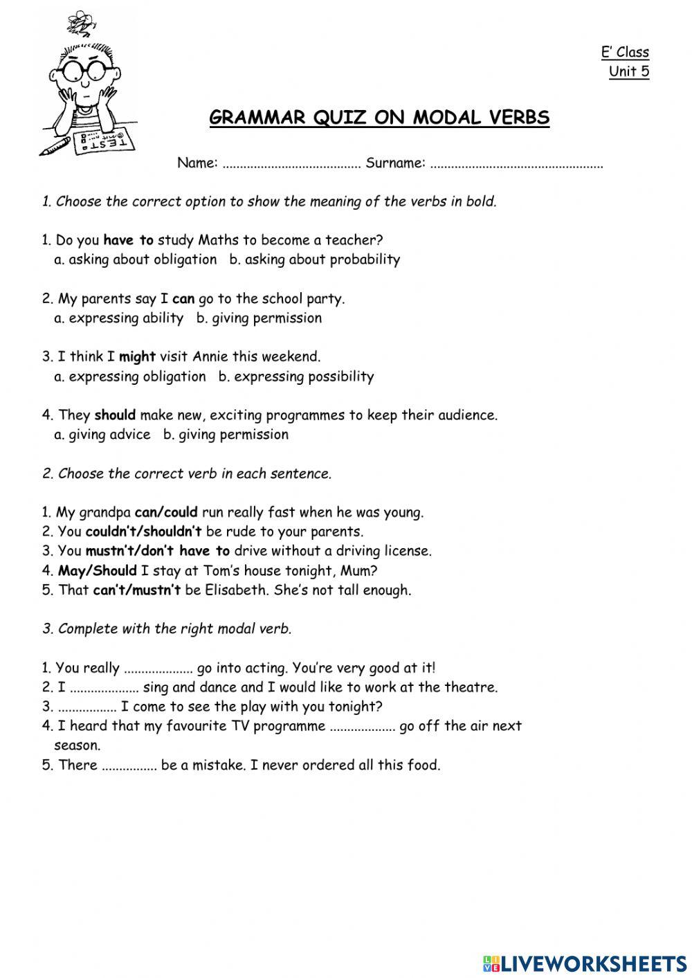 Cosmic B1+ Grammar Test 5.1