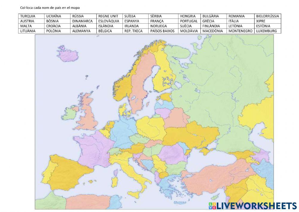 Mapa dels països d'Europa