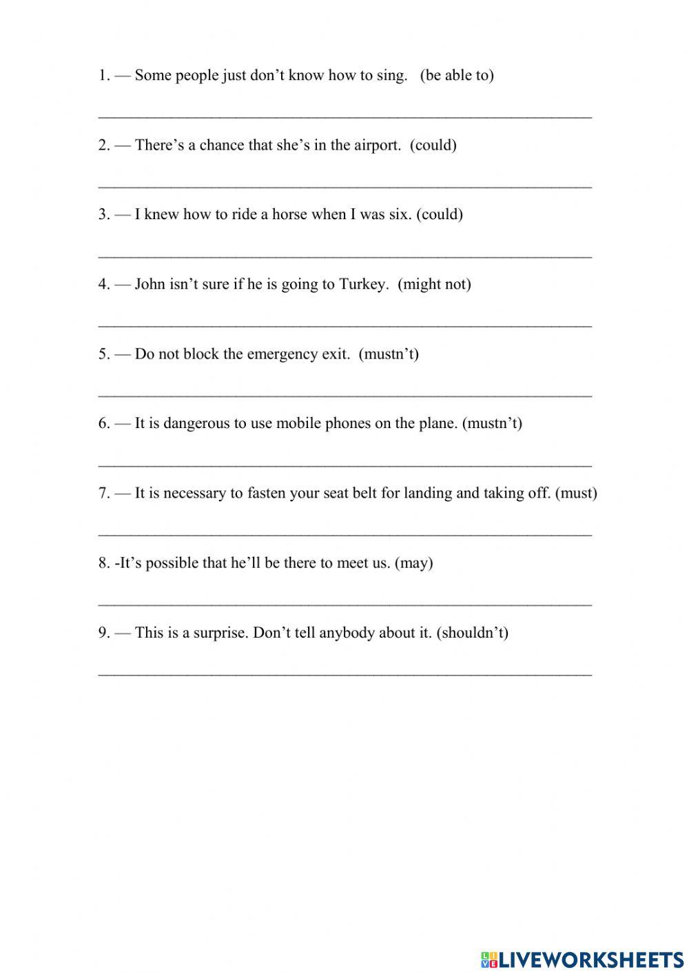 Modal verbs. Homework 15.02