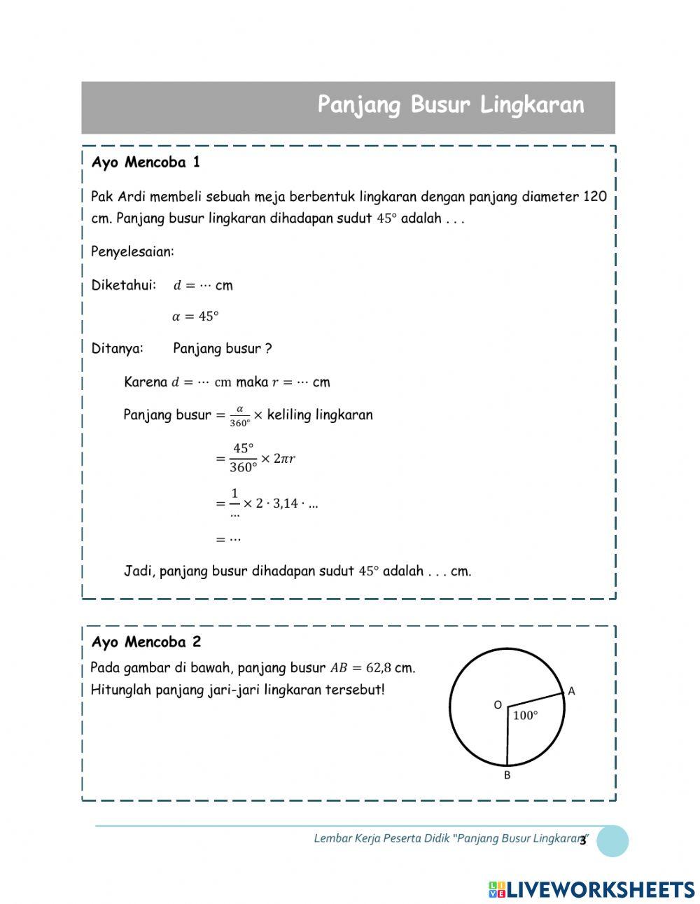 Panjang busur lingkaran