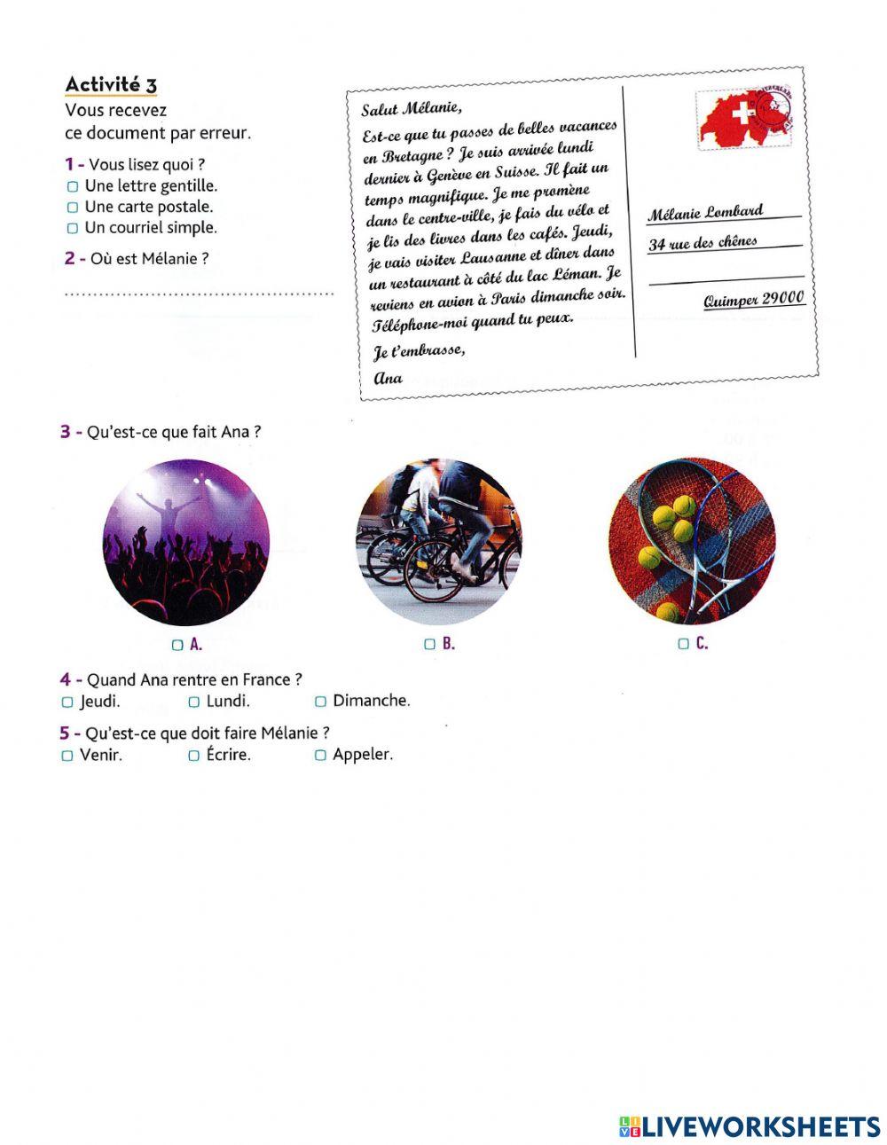 Suivre des instructions simples - situation de la vie privée