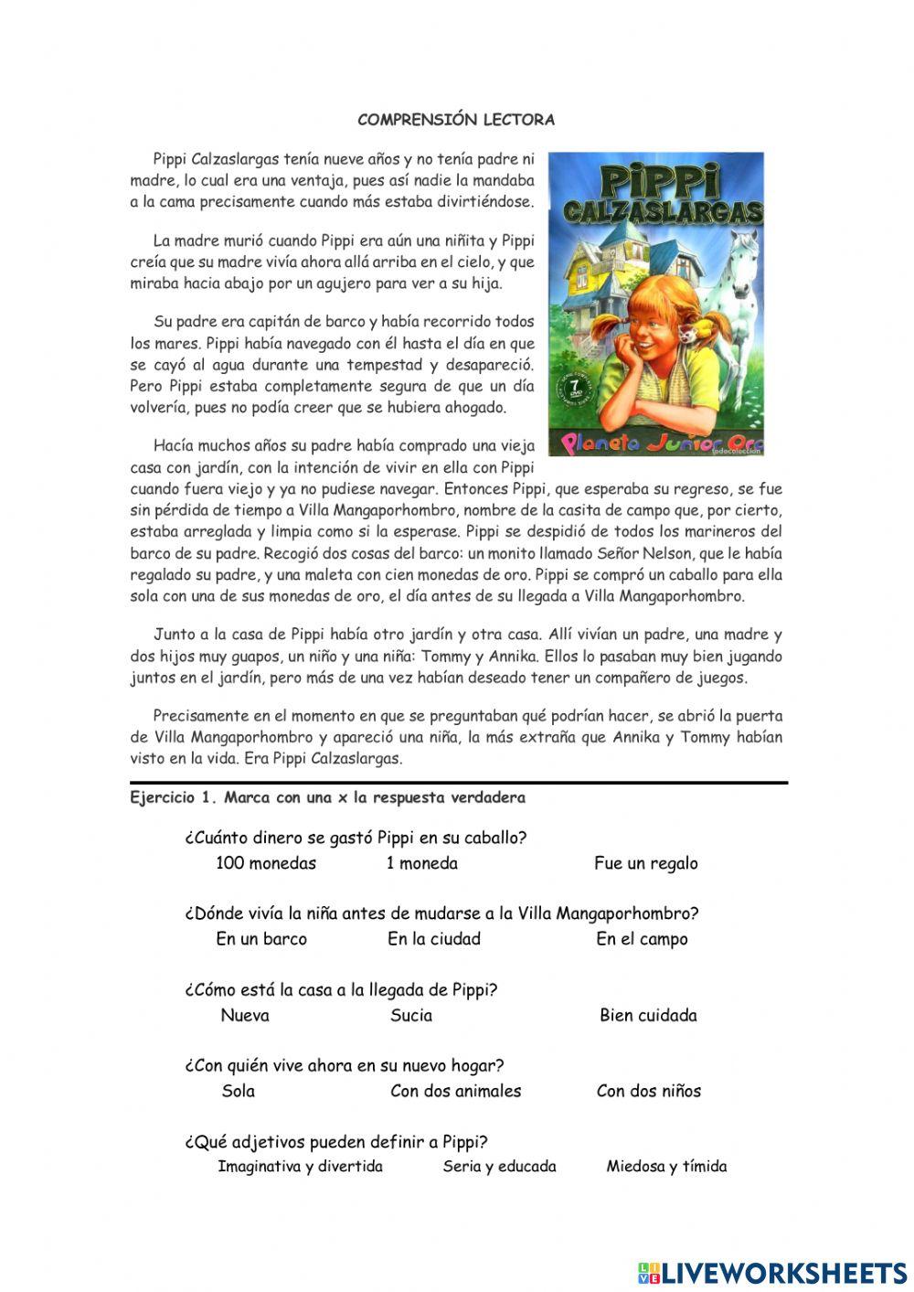 Comprensión lectora Pippi