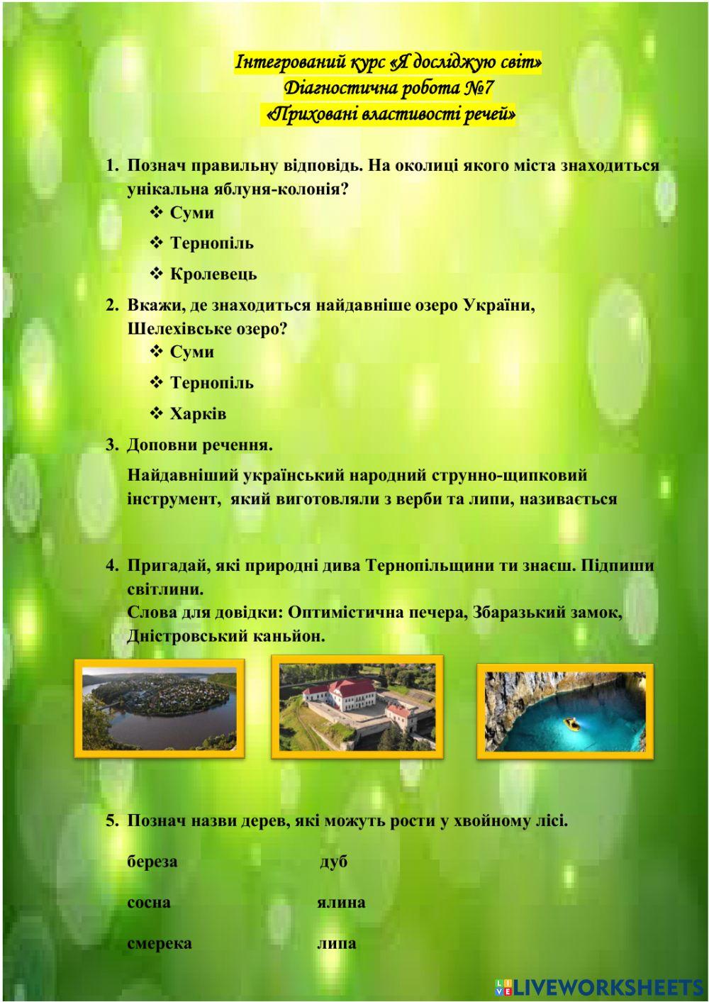 Діагностична робота №7 -Приховані можливості речей-