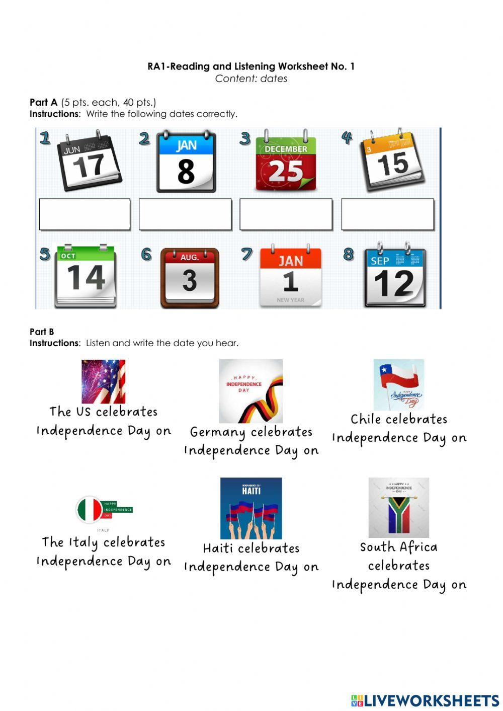 Listening and Writing Dates-American English
