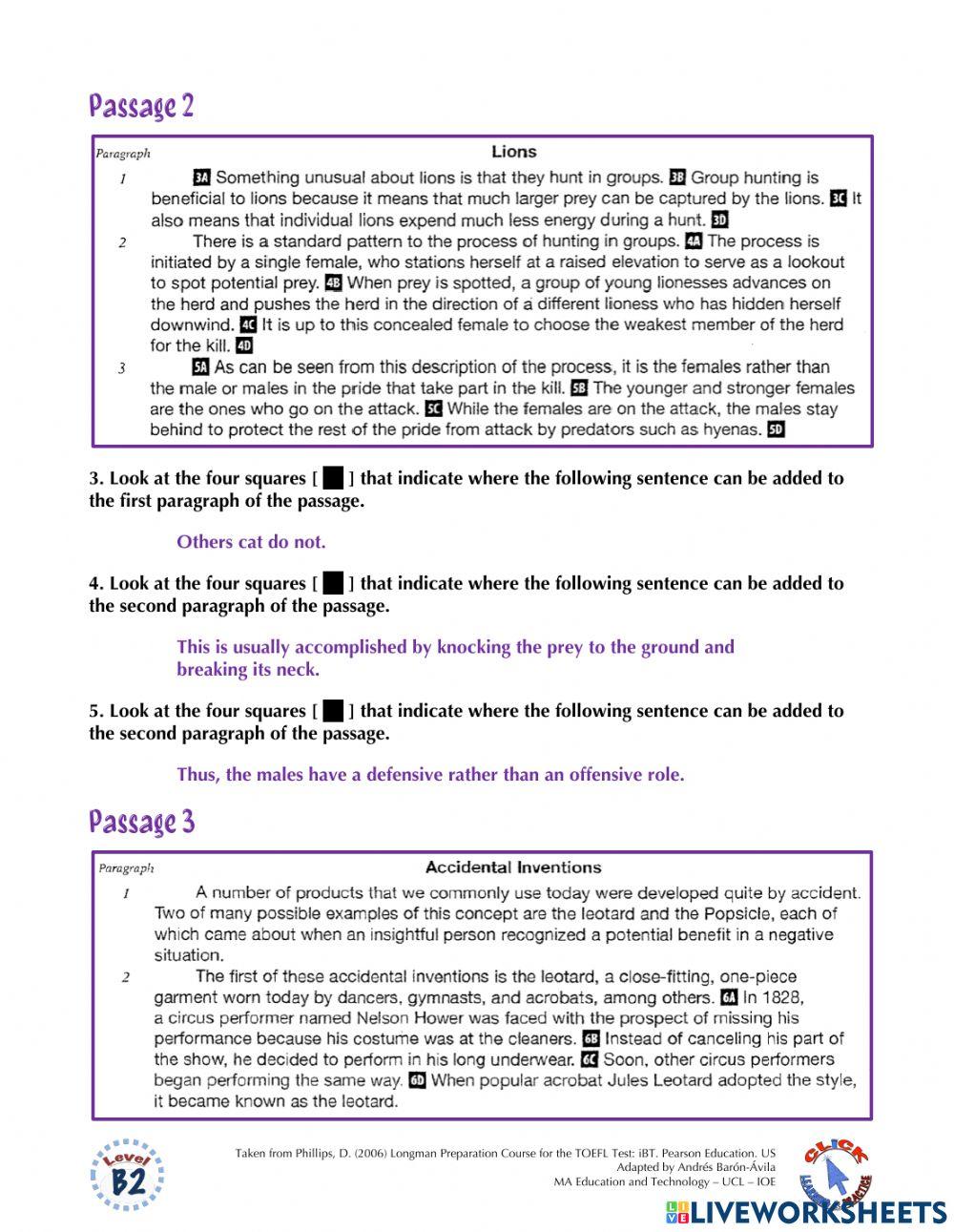 Reading Ex.: TOEFL (skills 3-4)