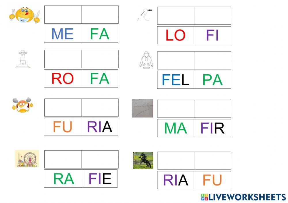 Riordina le sillabe: parole con f