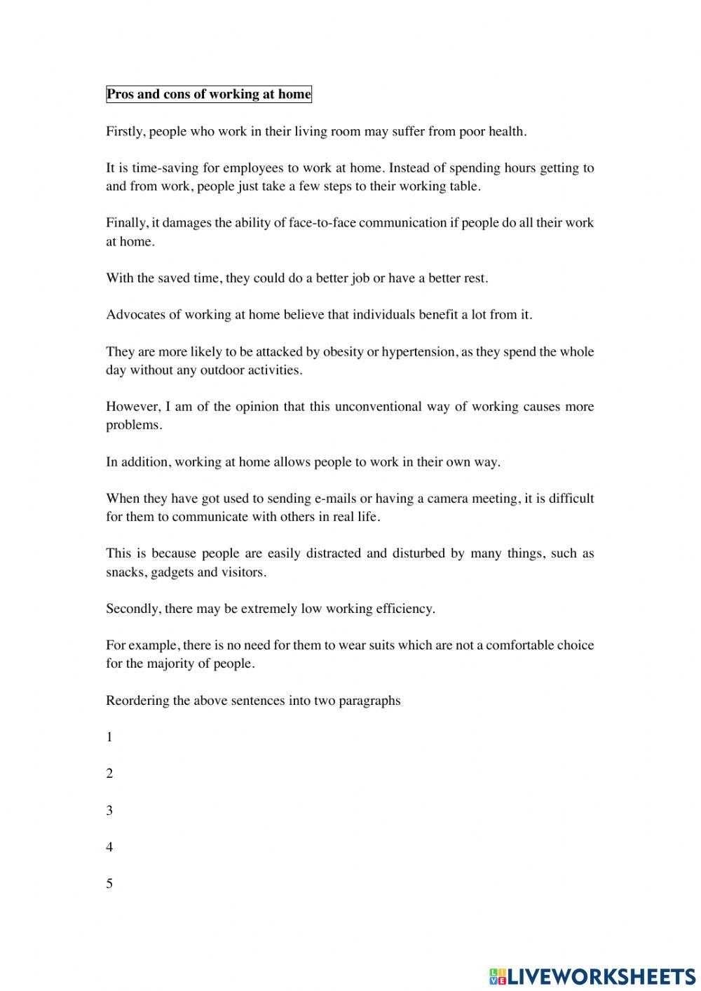 Reordering the sentences in one paragraph