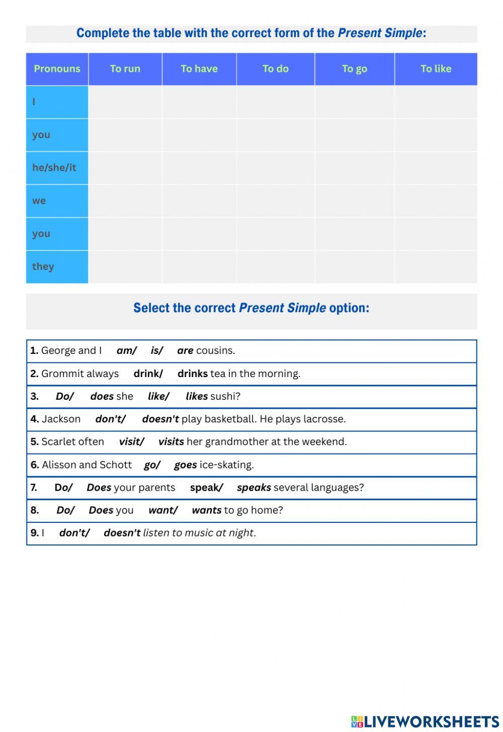Basic Present Simple Basic Present Simple