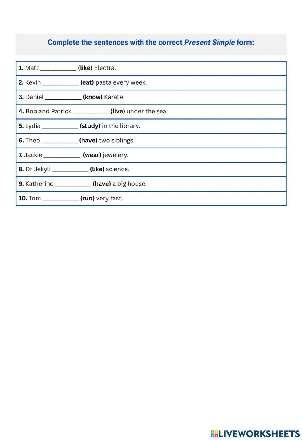 Basic Present Simple Basic Present Simple
