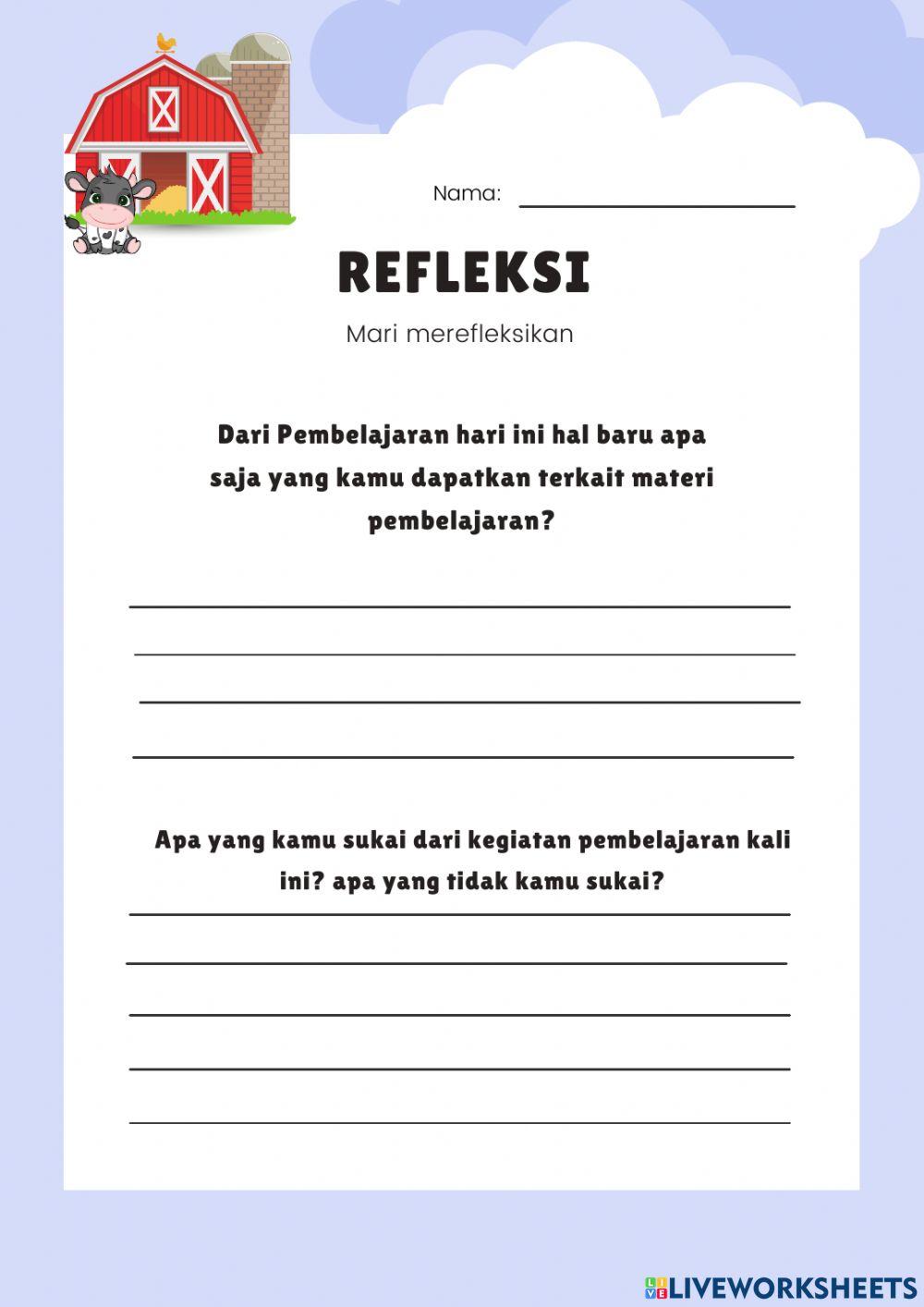 Refleksi pembelajaran kels 3 tema 7 subtema 1