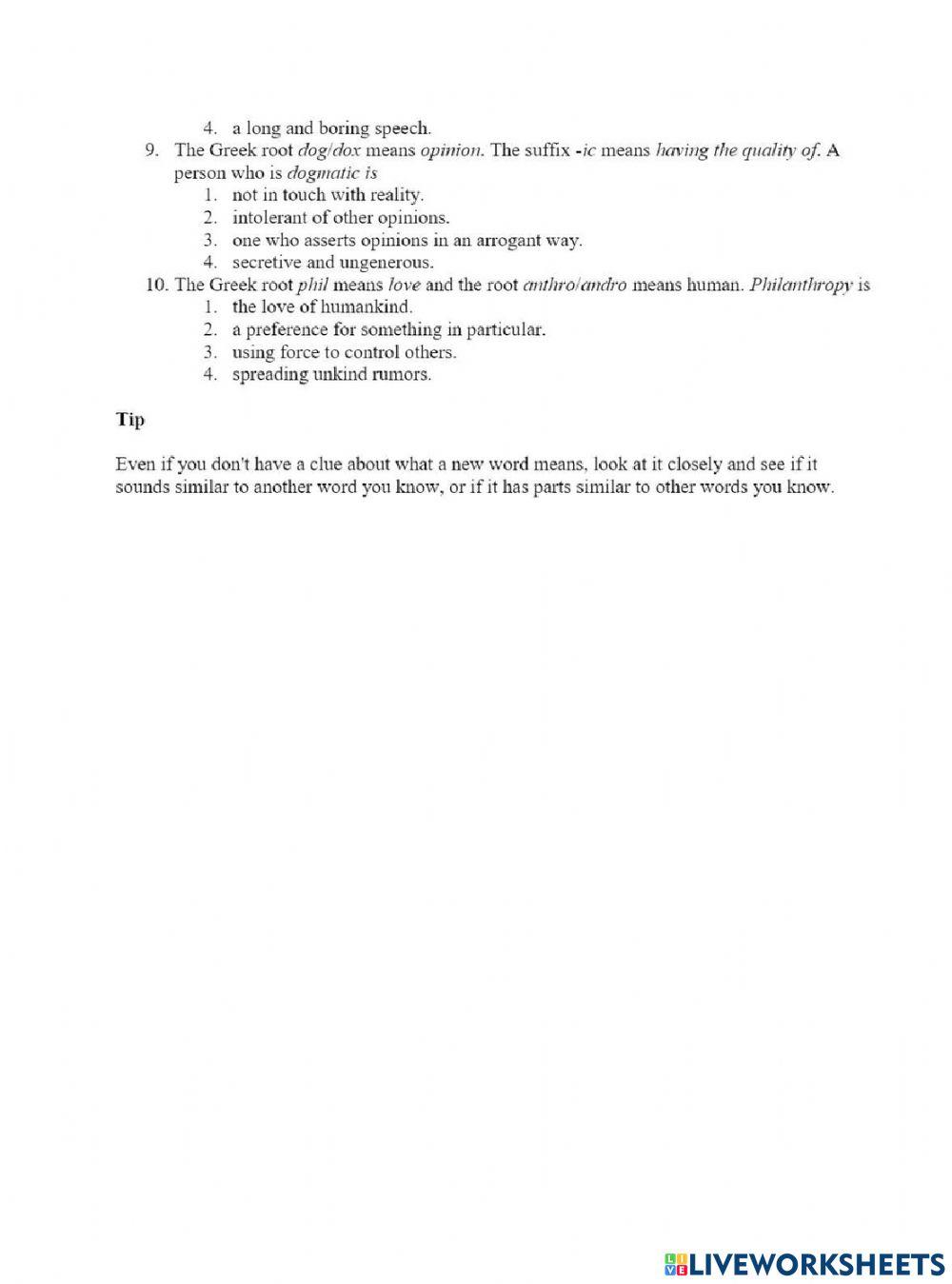 Greek and Latin Roots