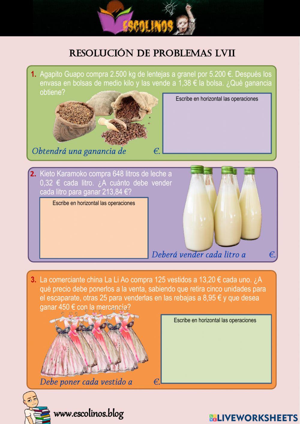 Matemáticas 5º. Resolución de Problemas LV