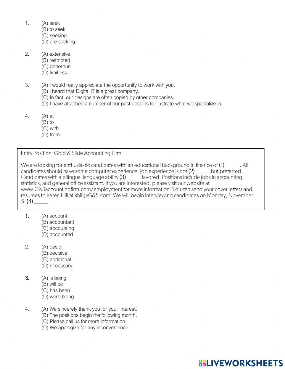 TOEIC L&R, Reading part 6