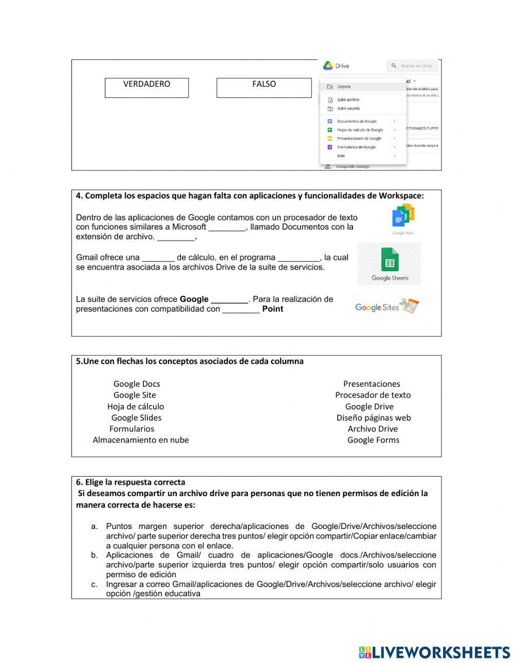 Prueba conocimientos google workspace