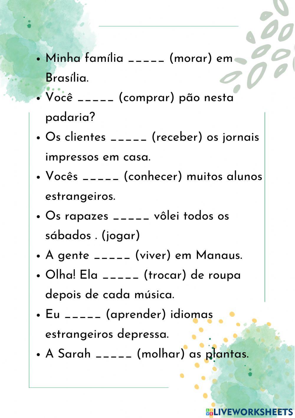 Presente do indicativo - verbos regulares