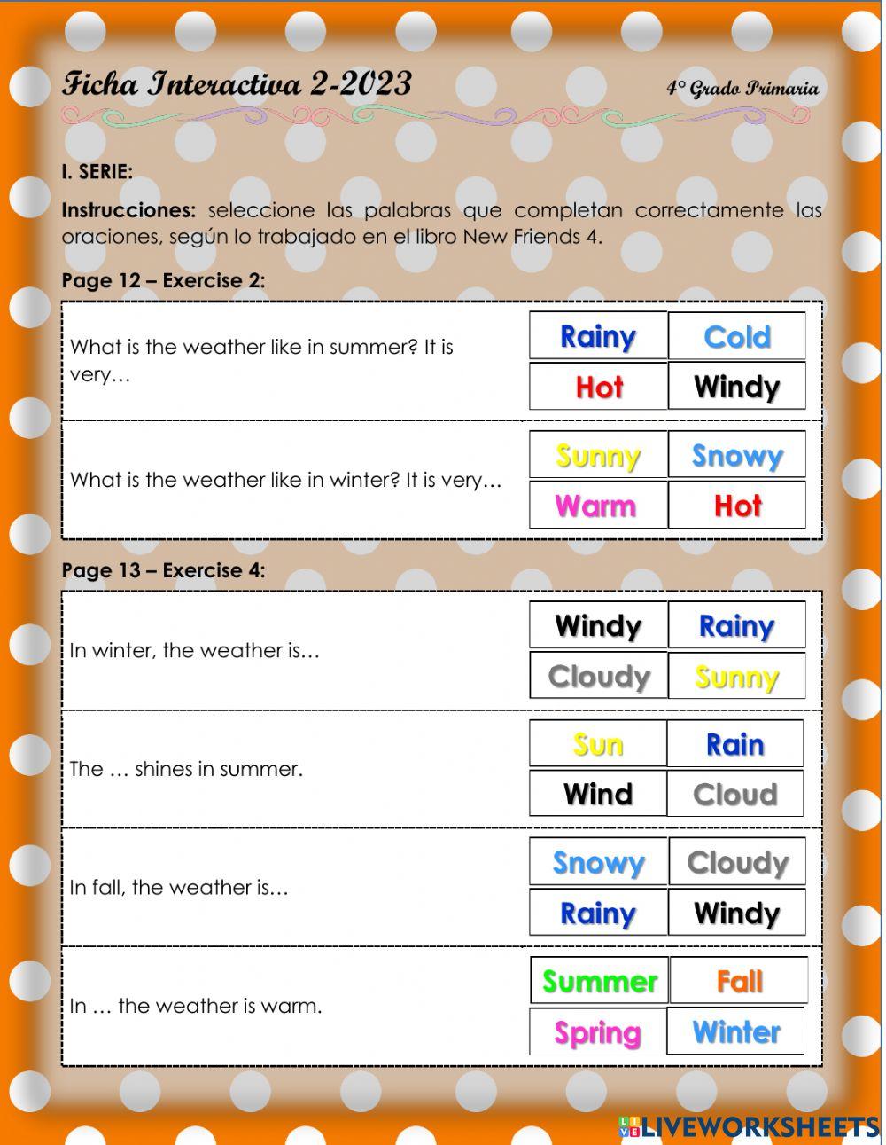 The seasons 2. 4°-Ficha2-2023