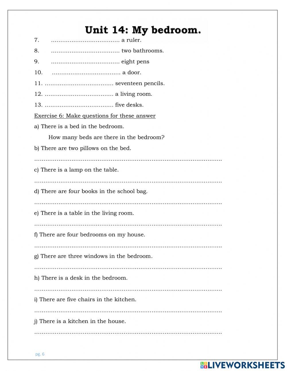 Unit 14 - my bedroom - test 1