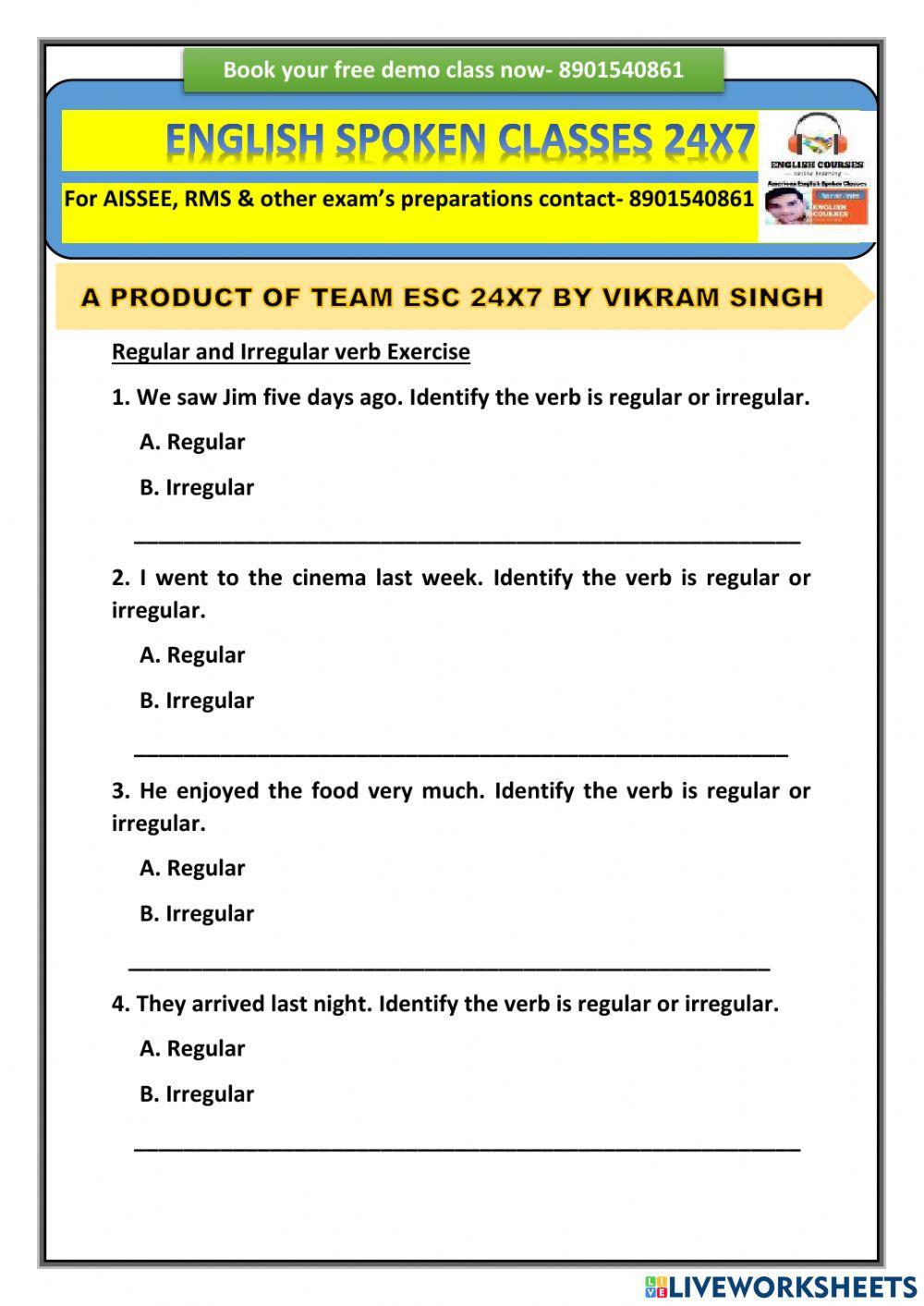 Regular and Irregular verbs