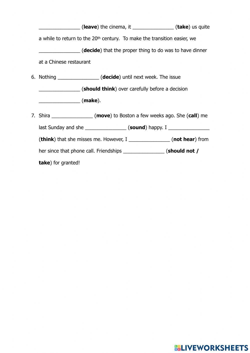 5 basic tenses and Present Perfect Simple review