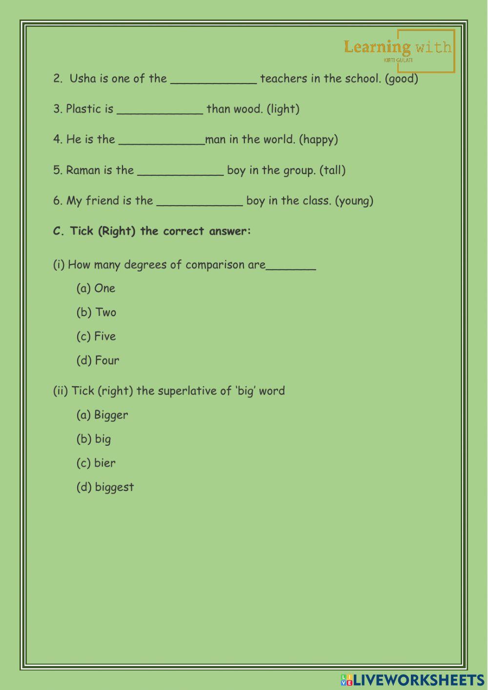 Degrees of adjectives