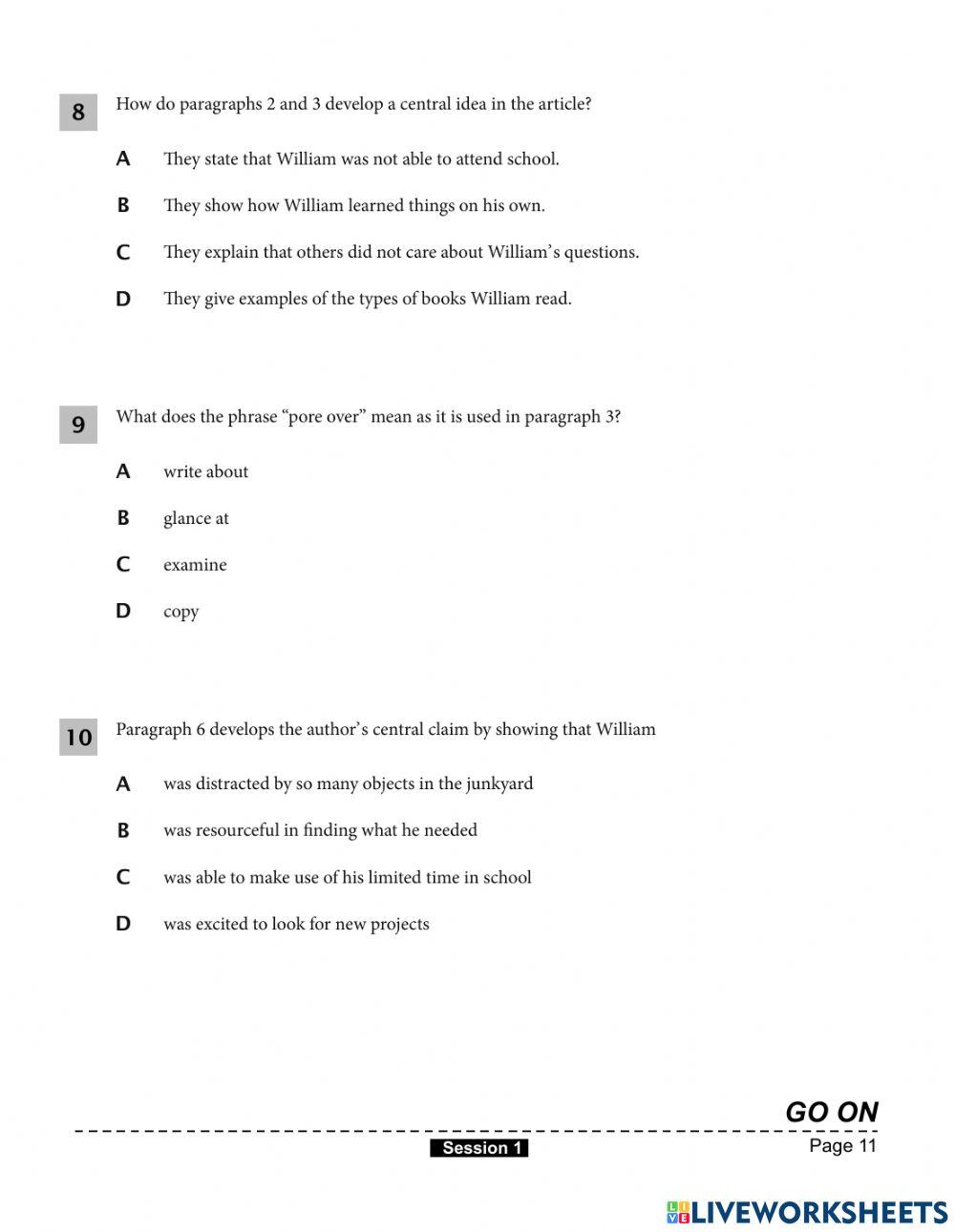Ela nys worksheet Live Worksheets