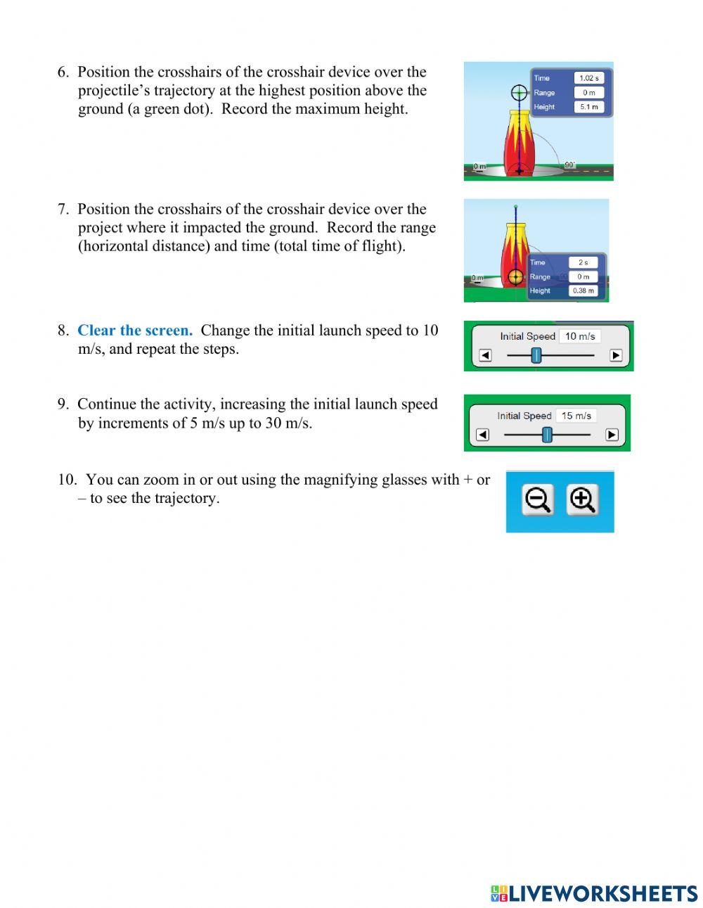 PHET Projectile Motion Simulation Part 1