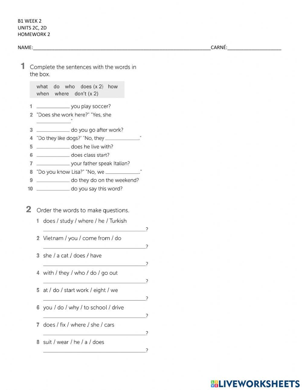 Present simple questions