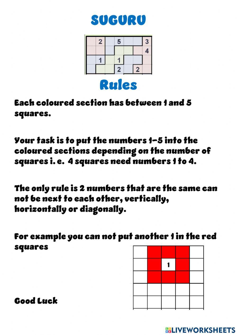 ww suguru worksheet Live Worksheets
