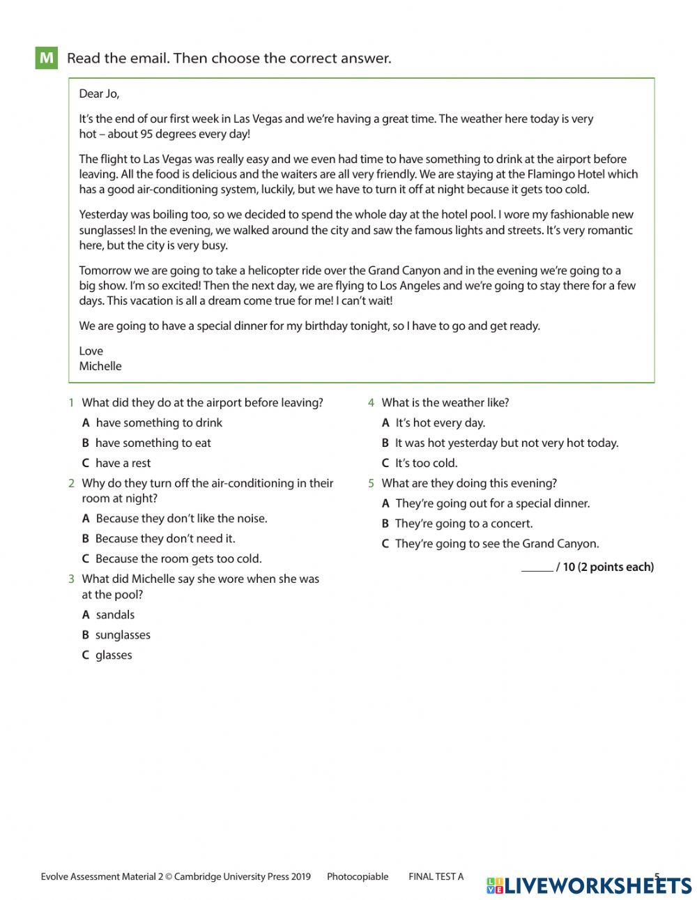 EVOLVE 2 - Final Test