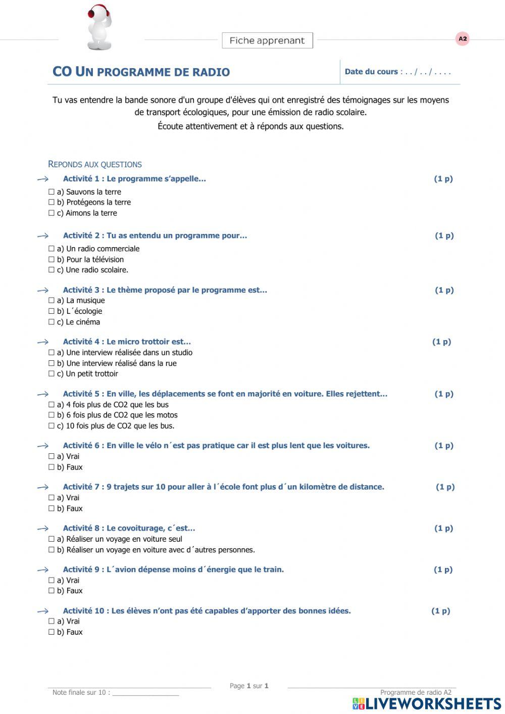 CO A2 Un programme de radio
