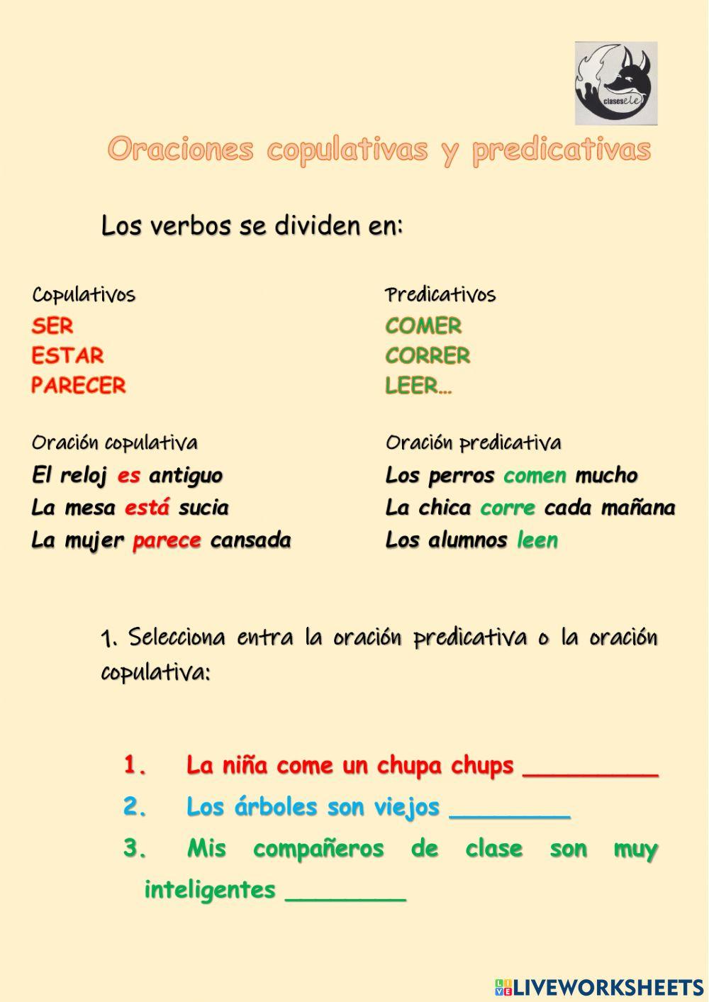 Oraciones copulativas y predicativas