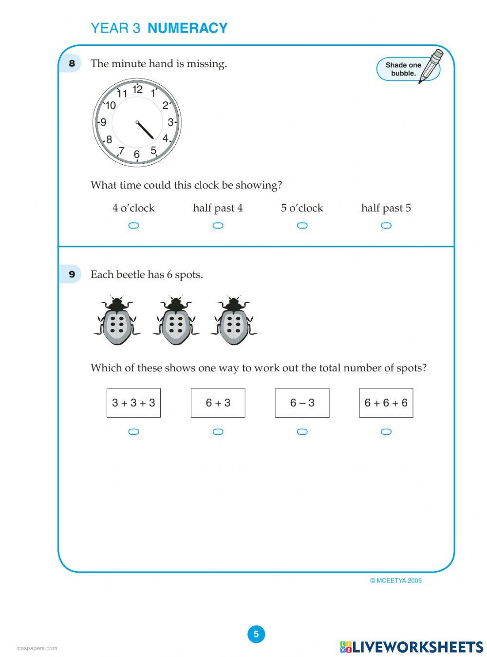 numeracy Akmal online exercise for | Live Worksheets