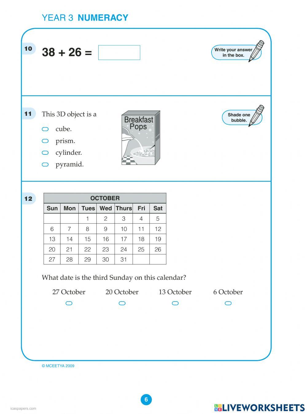 numeracy Akmal online exercise for | Live Worksheets
