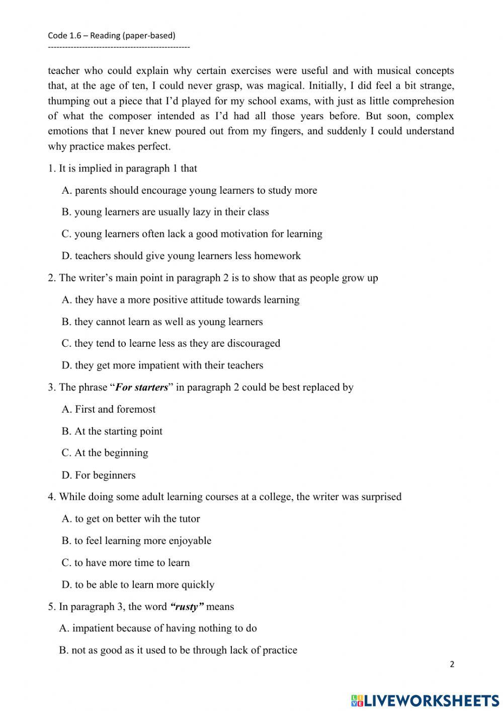 Vstep reading practice