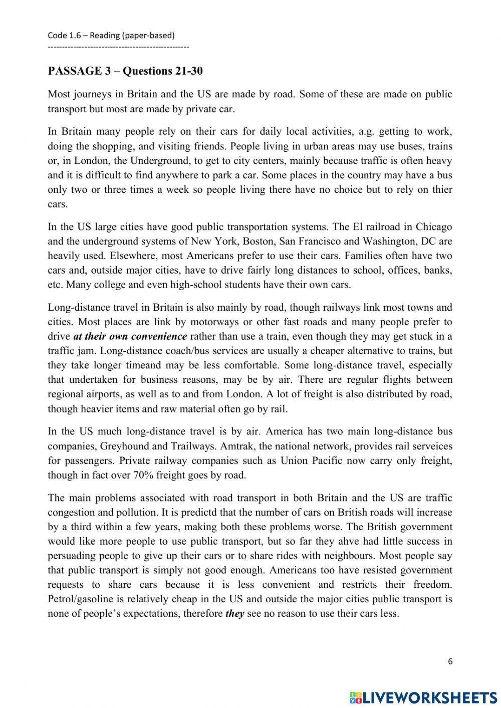 Vstep reading practice