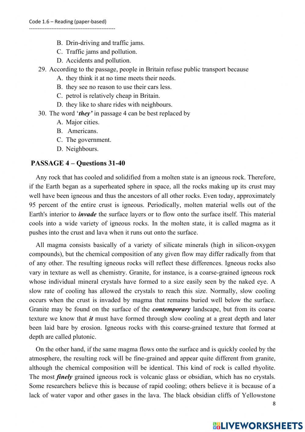 Vstep reading practice