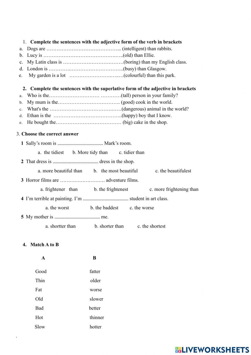 Comparatives and superlatives