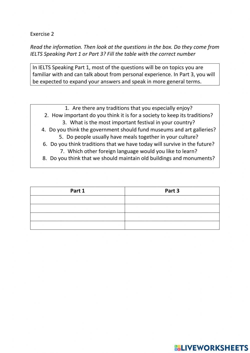 IE3, Unit 8, Speaking, Exercise 2