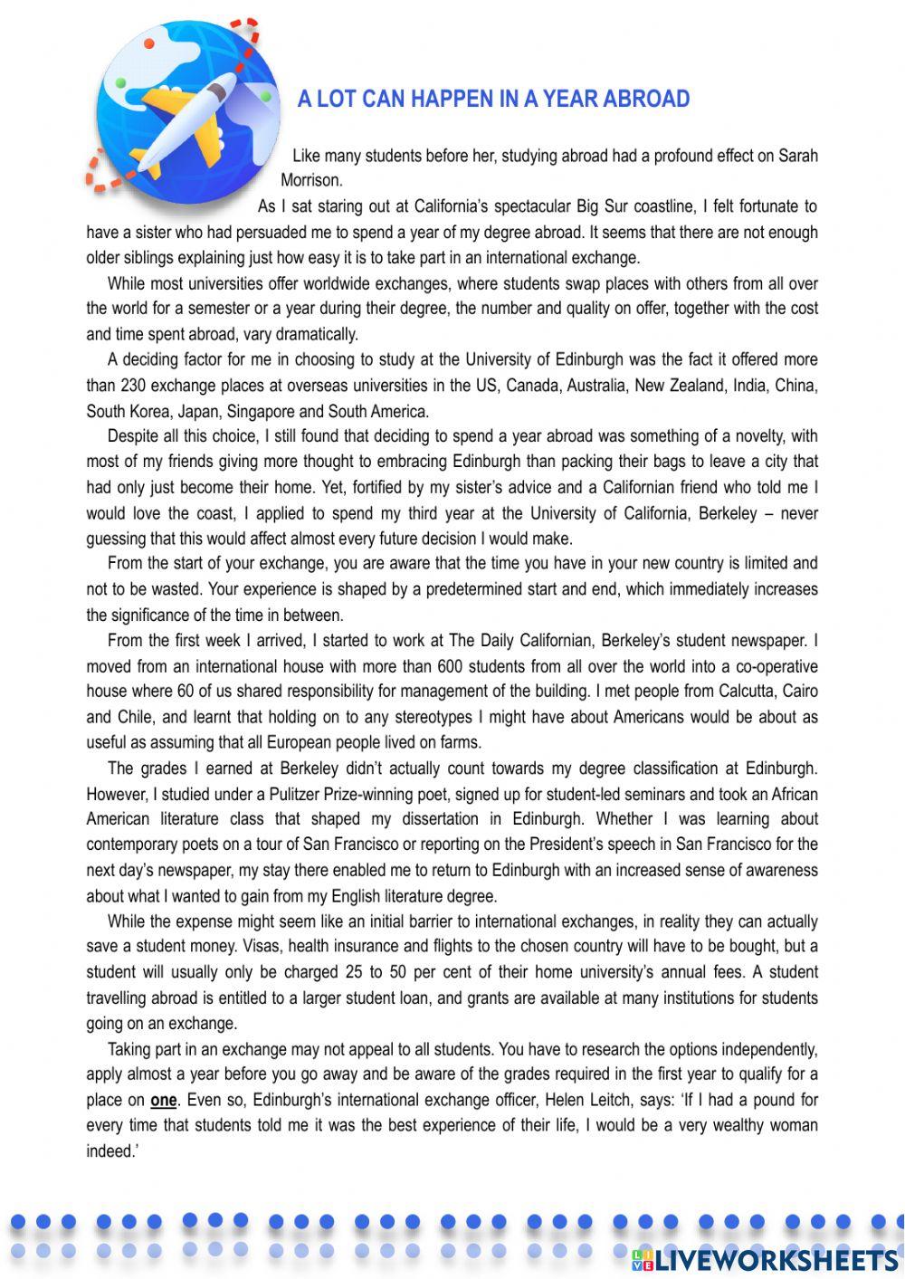 A lot can happen in a year abroad