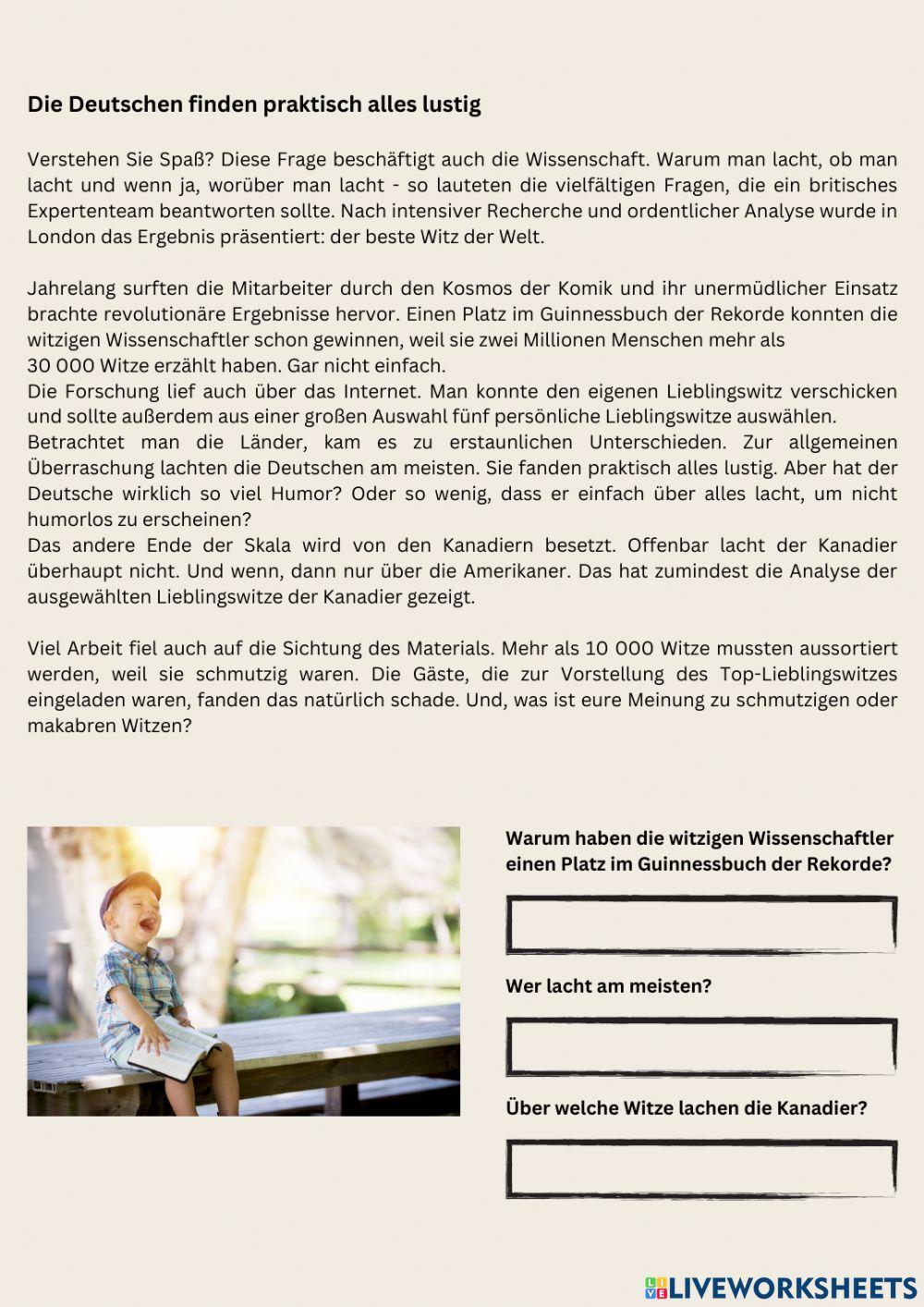 Humor der Deutschen - Sie finden praktische alles lustig