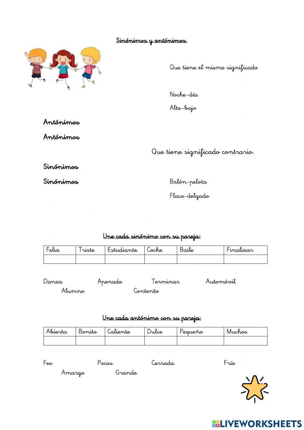 Sinónimos y antónimos