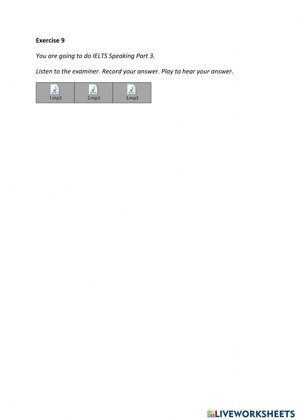 IE3, Unit 8, Speaking, Exercise 9