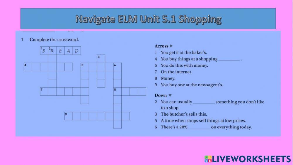 Oxford Navigate Elementary WB Unit 5.1