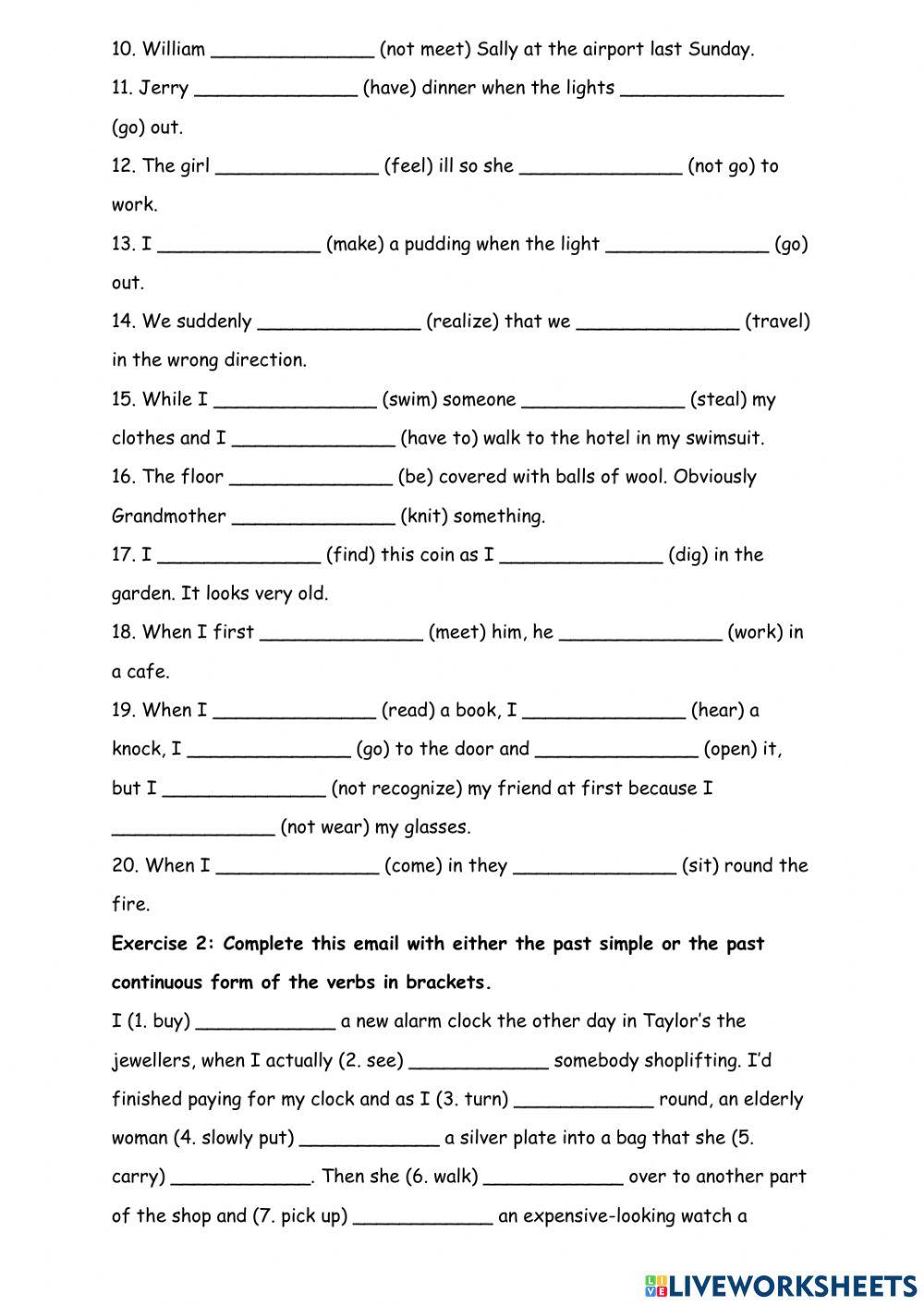 Past simple Vs past continuous