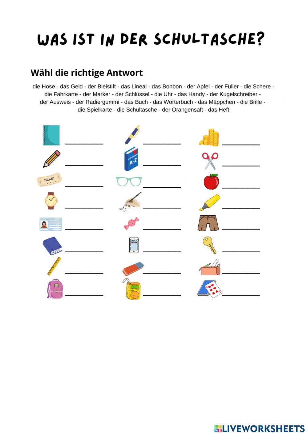 Was ist in der Schultasche?